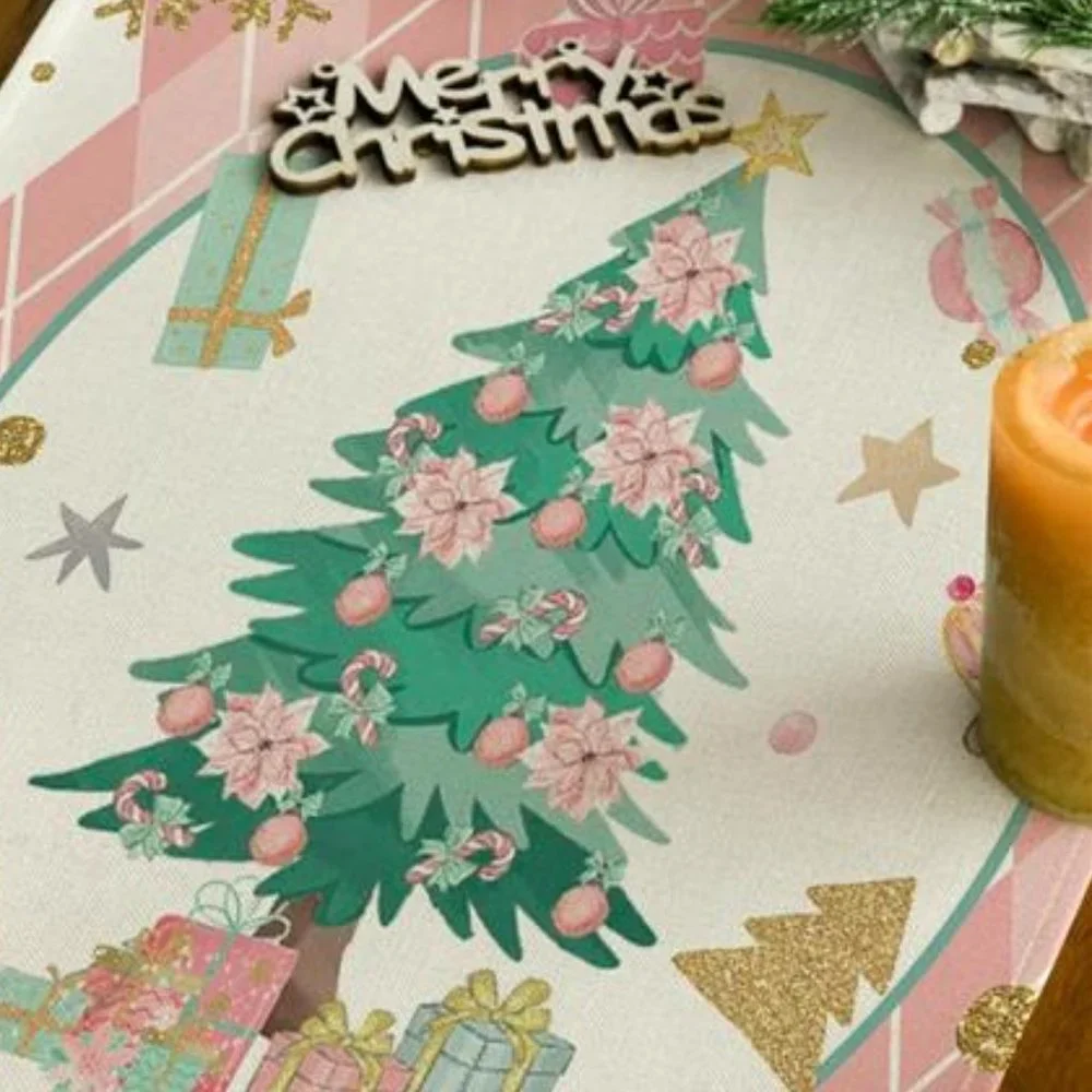 Nutcracker Table Runner Christmas Decor Holiday Xmas Decoration Decorative Cloth